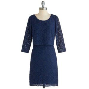 ModCloth C. Luce Navy Lace Floral Dress L
